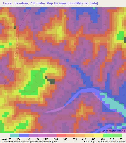 Laofei,China Elevation Map