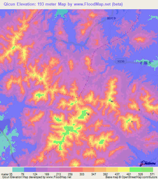 Qicun,China Elevation Map