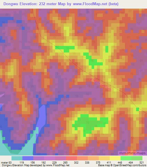 Dongwu,China Elevation Map