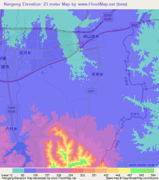 Nangeng,China Elevation Map