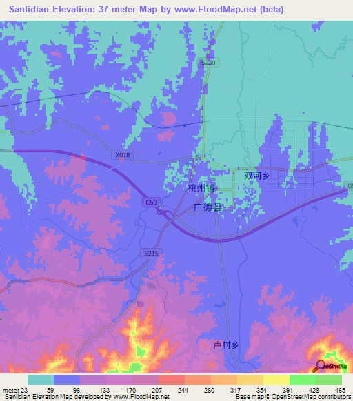 Sanlidian,China Elevation Map