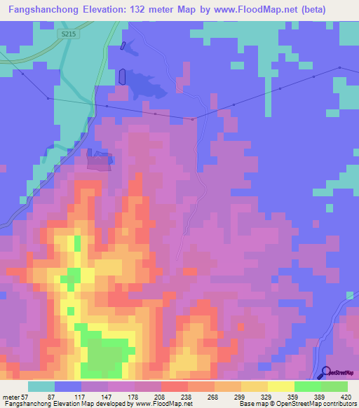 Fangshanchong,China Elevation Map