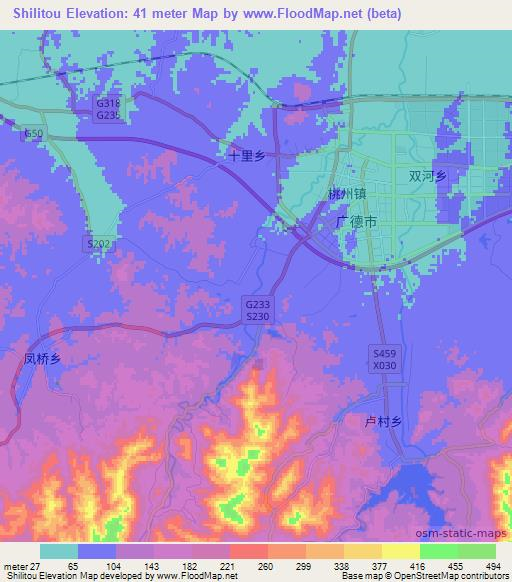 Shilitou,China Elevation Map