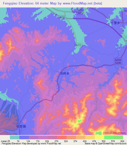 Fengqiao,China Elevation Map
