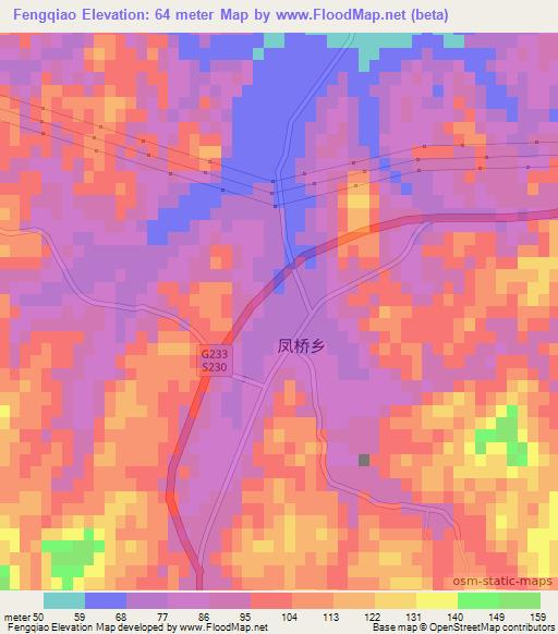 Fengqiao,China Elevation Map