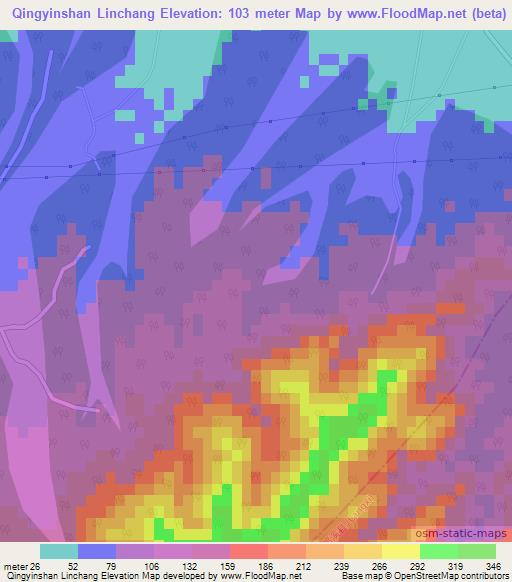 Qingyinshan Linchang,China Elevation Map