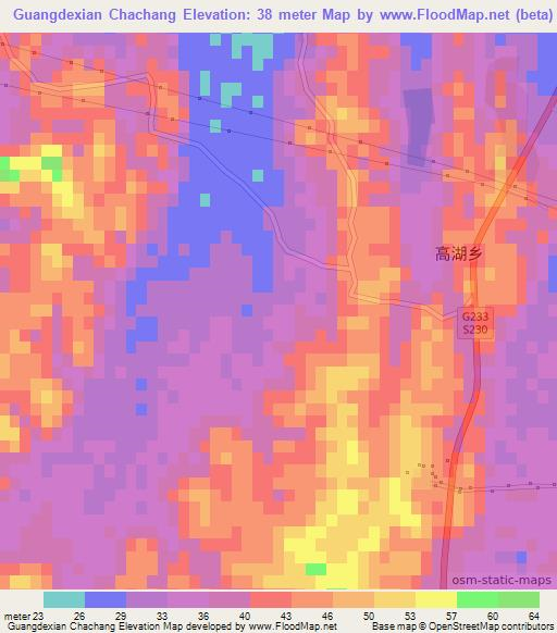 Guangdexian Chachang,China Elevation Map