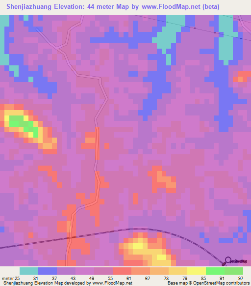 Shenjiazhuang,China Elevation Map