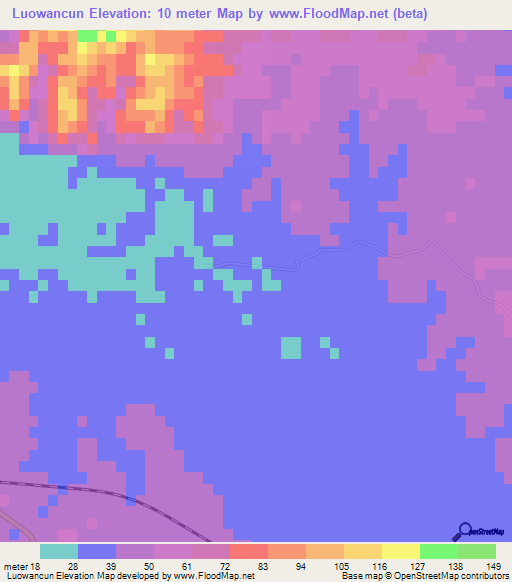 Luowancun,China Elevation Map