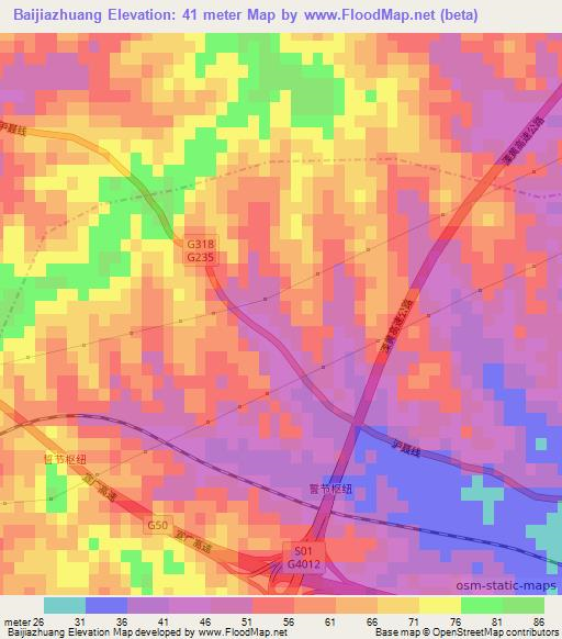 Baijiazhuang,China Elevation Map