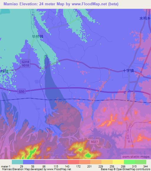 Mamiao,China Elevation Map