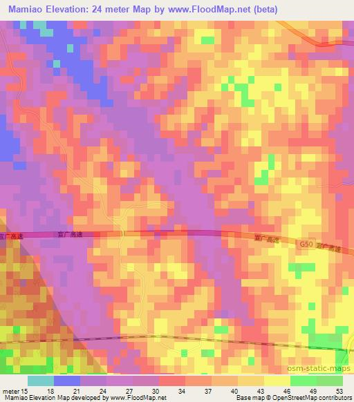 Mamiao,China Elevation Map