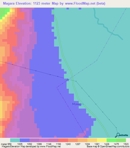 Magara,Tanzania Elevation Map