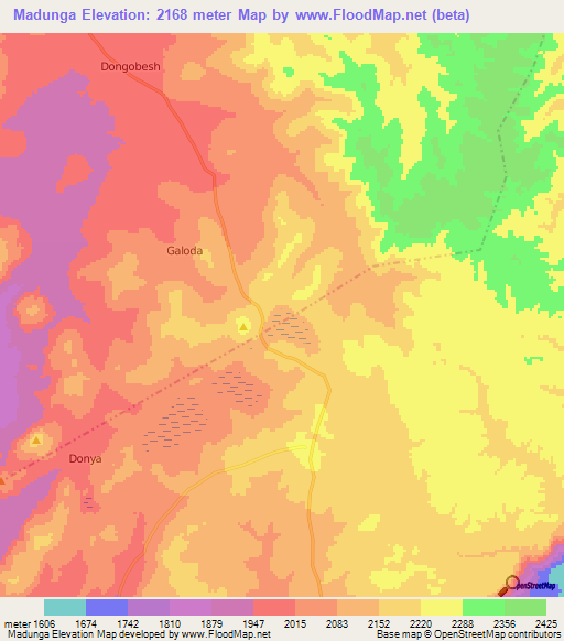 Madunga,Tanzania Elevation Map