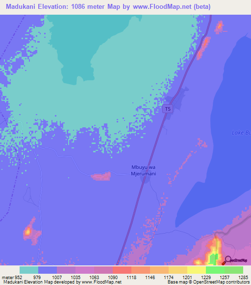 Madukani,Tanzania Elevation Map