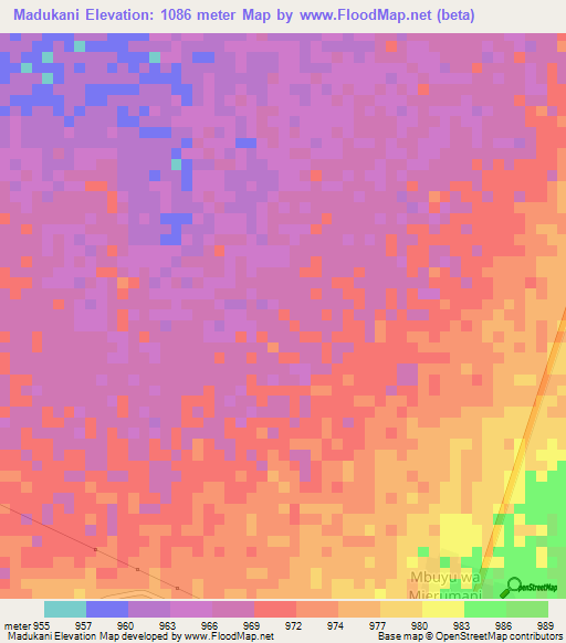 Madukani,Tanzania Elevation Map