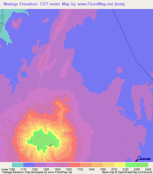 Madege,Tanzania Elevation Map