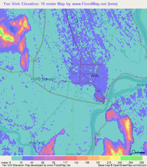 Yen Vinh,Vietnam Elevation Map