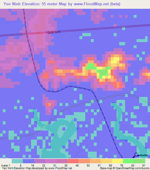 Yen Ninh,Vietnam Elevation Map