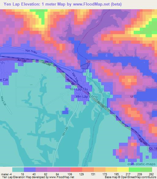 Yen Lap,Vietnam Elevation Map