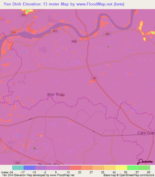 Yen Dinh,Vietnam Elevation Map