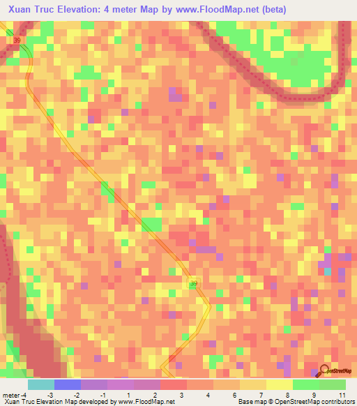 Xuan Truc,Vietnam Elevation Map