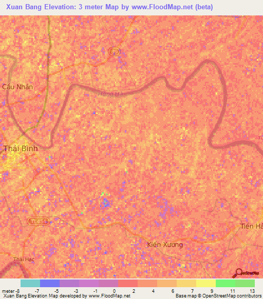 Xuan Bang,Vietnam Elevation Map