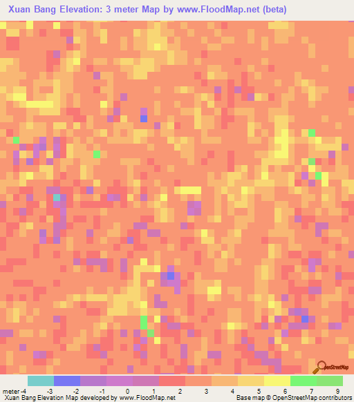 Xuan Bang,Vietnam Elevation Map