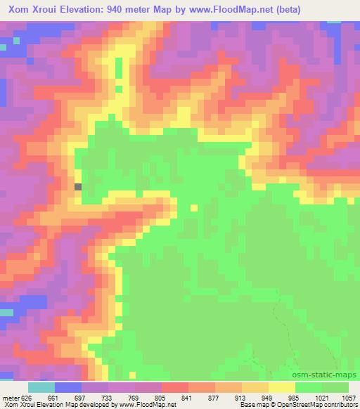 Xom Xroui,Vietnam Elevation Map