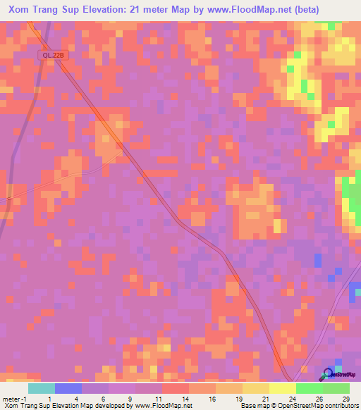 Xom Trang Sup,Vietnam Elevation Map