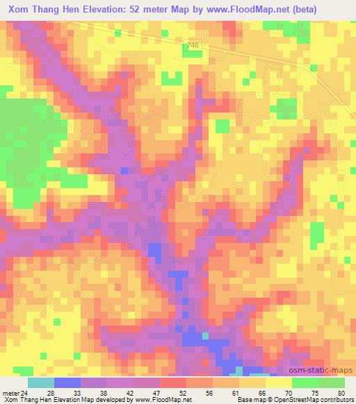 Xom Thang Hen,Vietnam Elevation Map