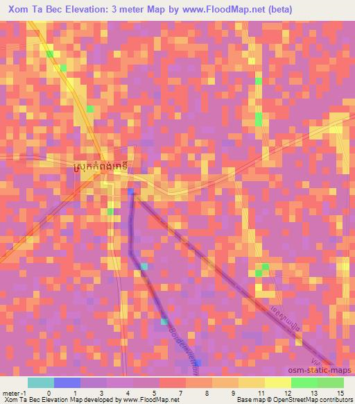 Xom Ta Bec,Vietnam Elevation Map