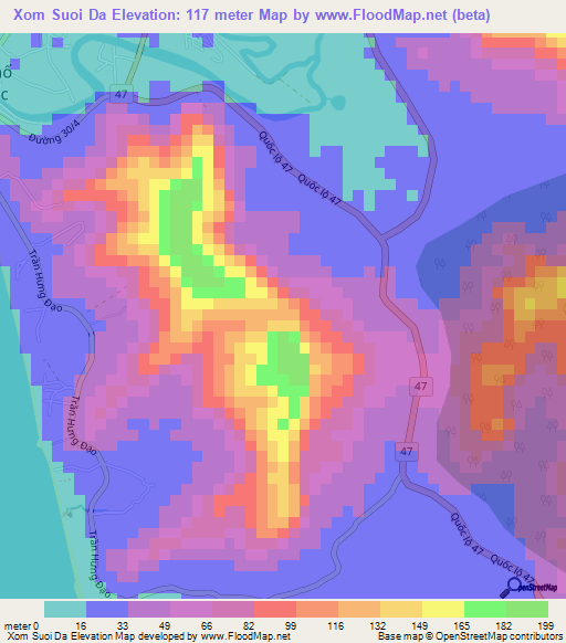 Xom Suoi Da,Vietnam Elevation Map