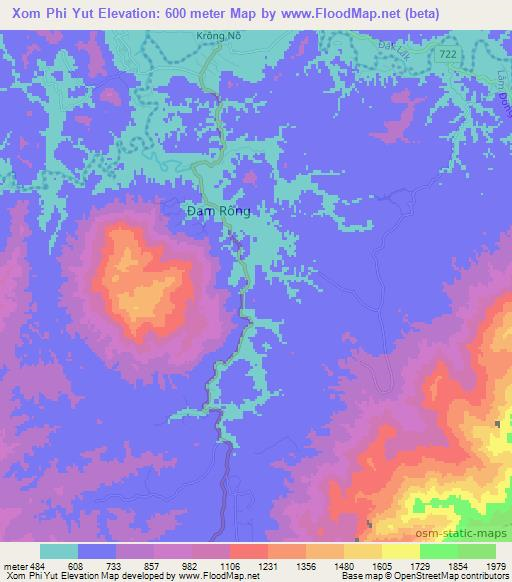 Xom Phi Yut,Vietnam Elevation Map