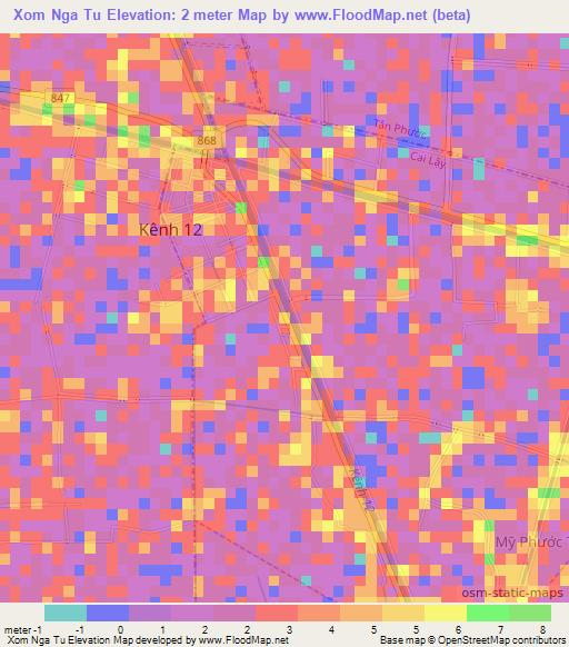 Xom Nga Tu,Vietnam Elevation Map