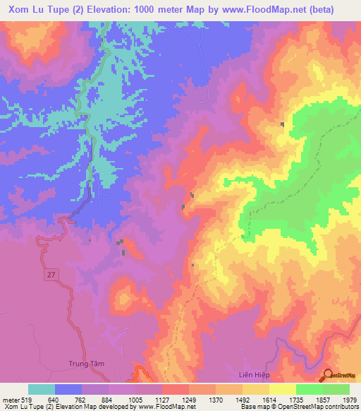 Xom Lu Tupe (2),Vietnam Elevation Map