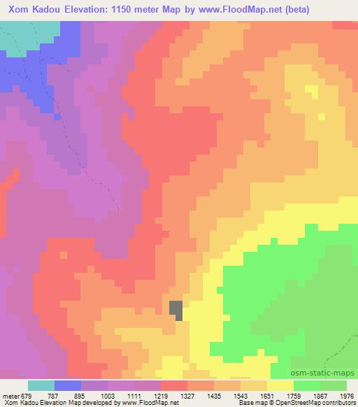 Xom Kadou,Vietnam Elevation Map