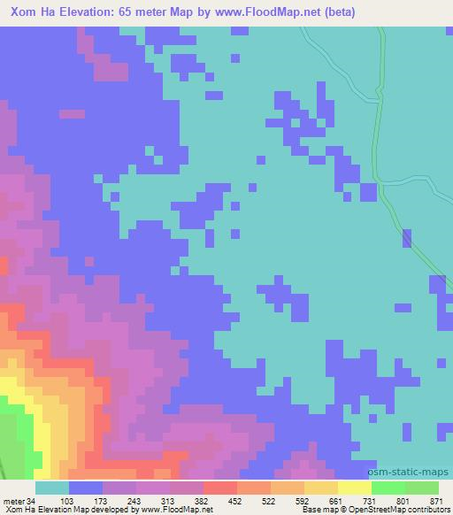 Xom Ha,Vietnam Elevation Map