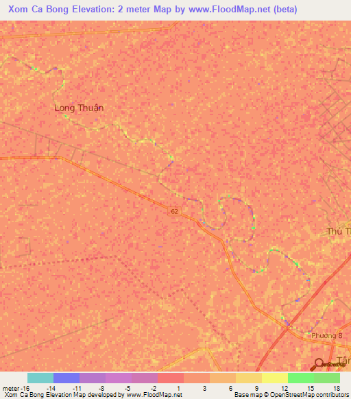 Xom Ca Bong,Vietnam Elevation Map