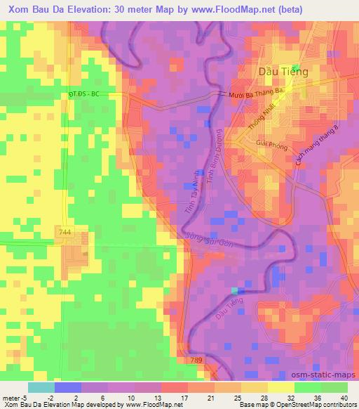 Xom Bau Da,Vietnam Elevation Map