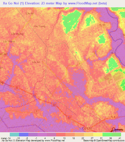 Xa Go Noi (1),Vietnam Elevation Map