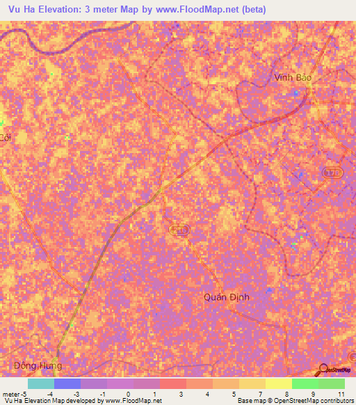 Vu Ha,Vietnam Elevation Map