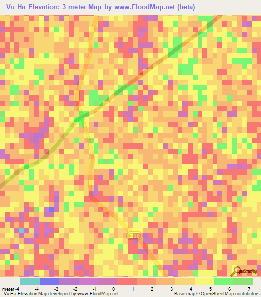 Vu Ha,Vietnam Elevation Map