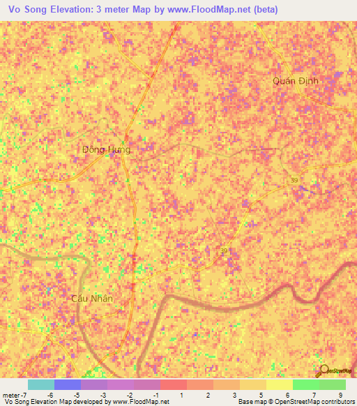 Vo Song,Vietnam Elevation Map