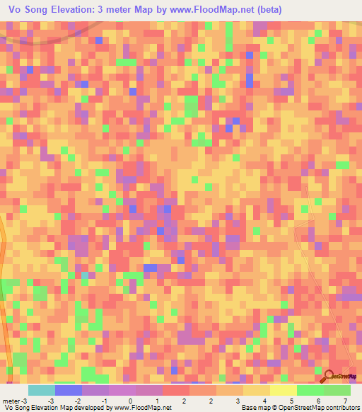 Vo Song,Vietnam Elevation Map