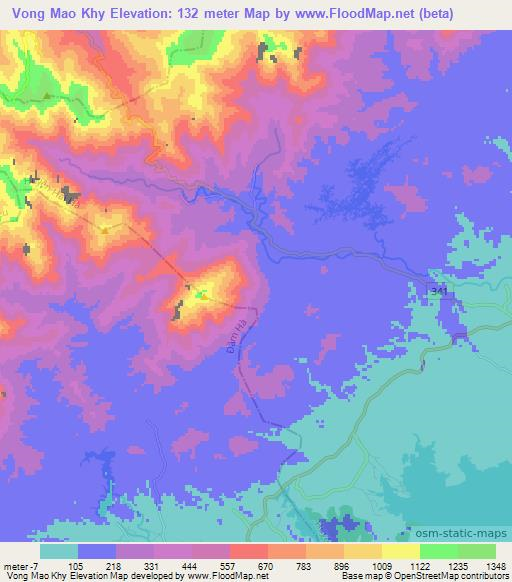 Vong Mao Khy,Vietnam Elevation Map