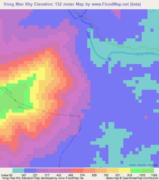 Vong Mao Khy,Vietnam Elevation Map