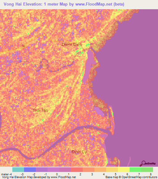 Vong Hai,Vietnam Elevation Map