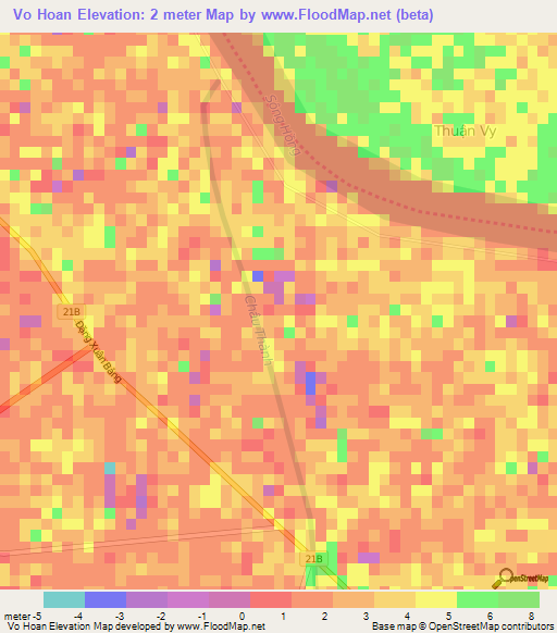 Vo Hoan,Vietnam Elevation Map