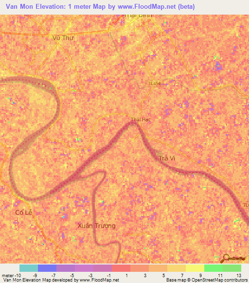 Van Mon,Vietnam Elevation Map
